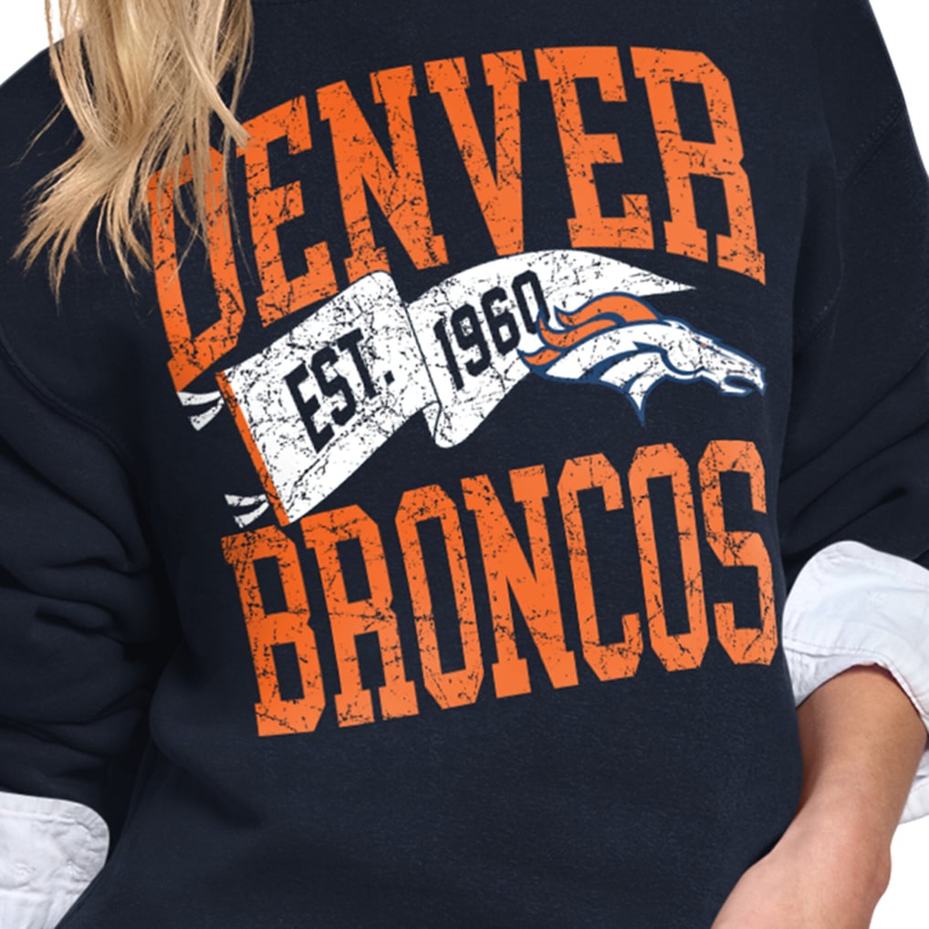 Women's Starter Navy Denver Broncos Pennant Fleece Sweatshirt