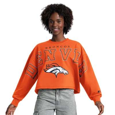 Denver Broncos Starter Women's Bleachers Cropped Sweatshirt - Orange