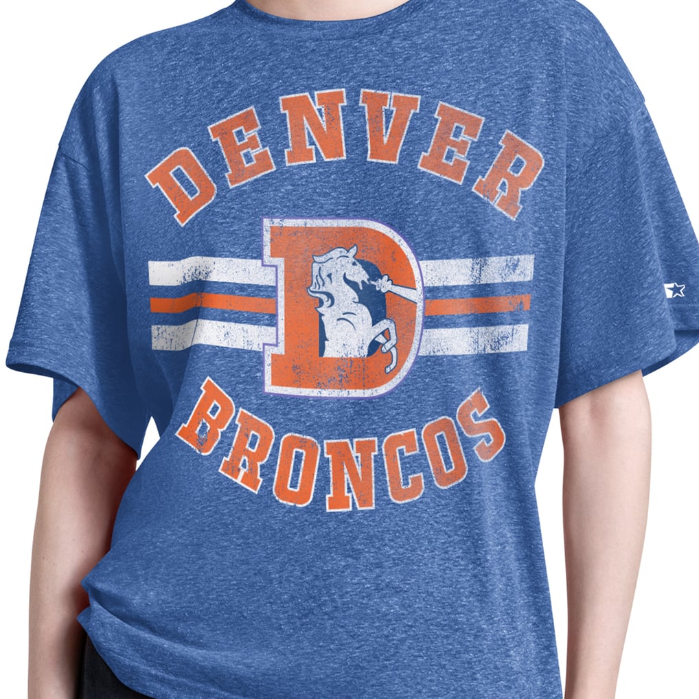 Women's Starter  Royal Denver Broncos Vintage Jump Shot Boyfriend Tri-Blend T-Shirt