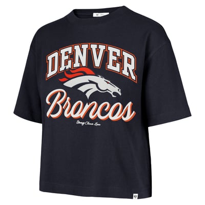 Denver Broncos Stoney Clover Lane x '47 Women's Script City Boxy Cropped T-Shirt - Navy