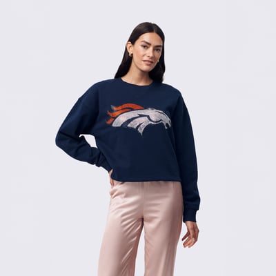  Denver Broncos Terez Women's Gemstone Logo Crew - Navy