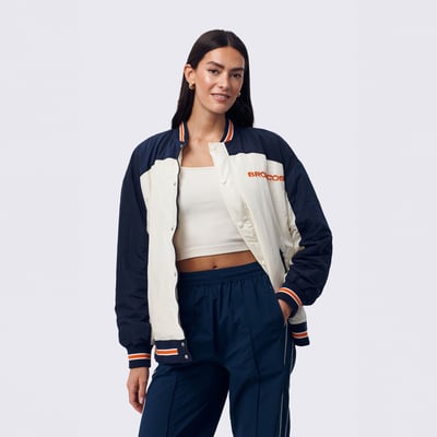  Denver Broncos Terez Women's Double Yoke Bomber Jacket - White