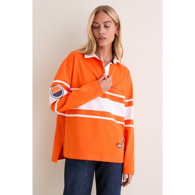 Denver Broncos Tuckernuck Women's Rugby Long Sleeve Polo - Orange