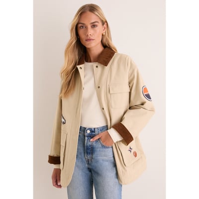 Denver Broncos Tuckernuck Women's Full-Snap Barn Jacket - Stone