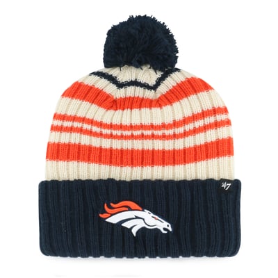  Denver Broncos '47 Youth Snow Fort Cuffed Knit Hat with Pom - Navy