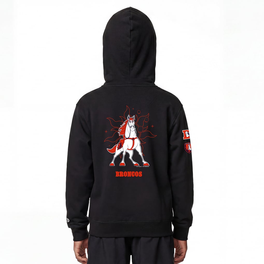 Youth Disney x Champion Black Denver Broncos Maximus Full-Zip Hoodie