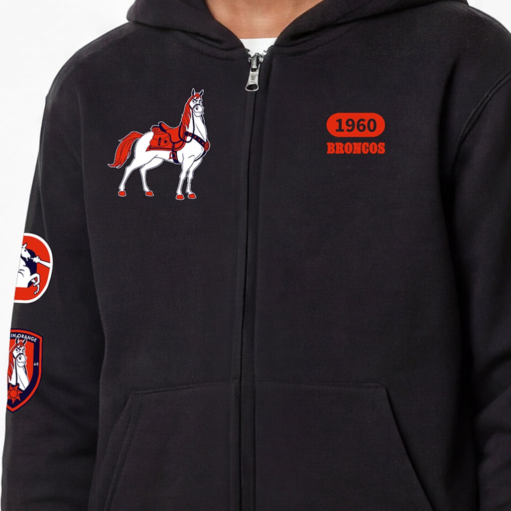 Youth Disney x Champion Black Denver Broncos Maximus Full-Zip Hoodie