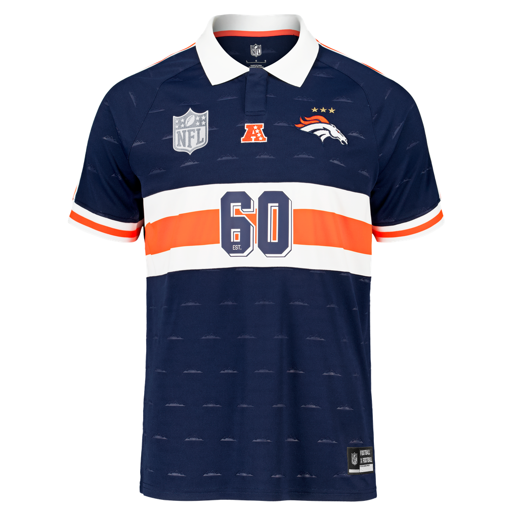 Youth Fanatics Navy Denver Broncos Football x Football Collared Fan Top