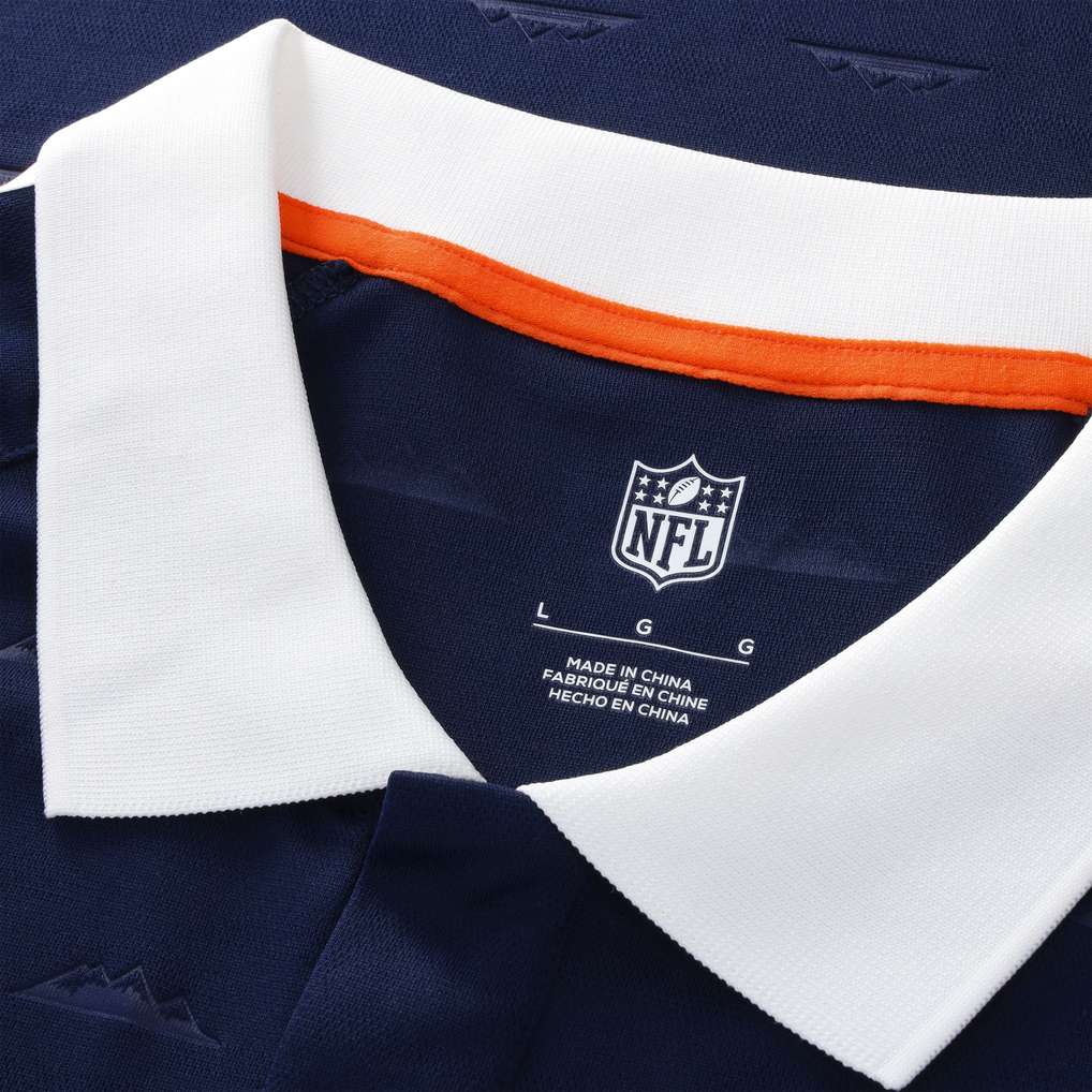 Youth Fanatics Navy Denver Broncos Football x Football Collared Fan Top