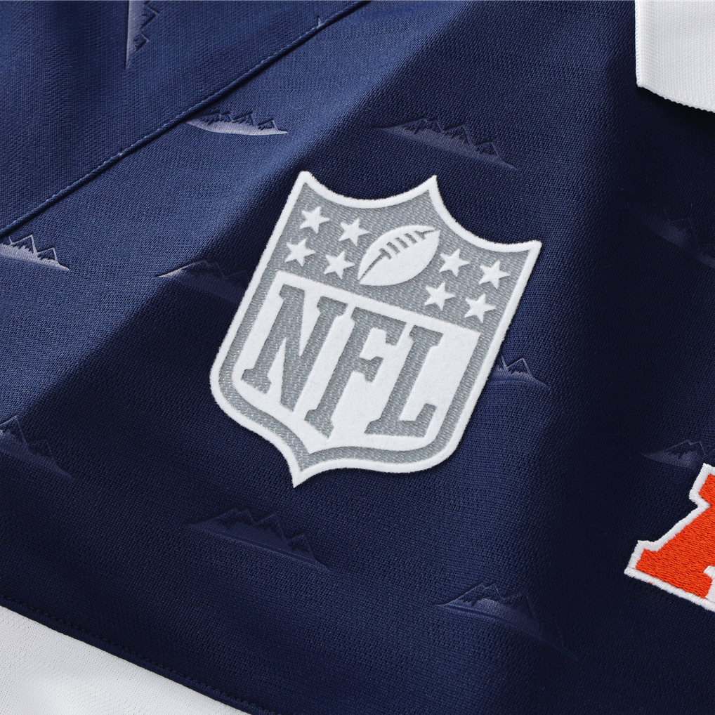 Youth Fanatics Navy Denver Broncos Football x Football Collared Fan Top