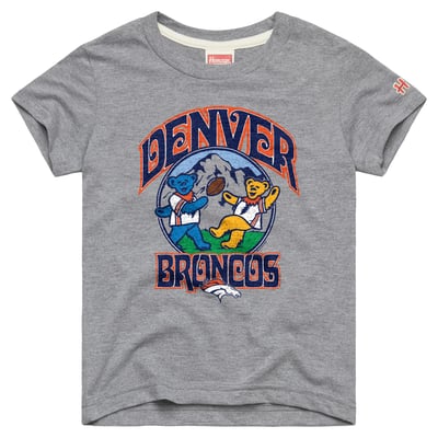  Denver Broncos Homage Youth NFL x Grateful Dead Tri-Blend T-Shirt - Gray