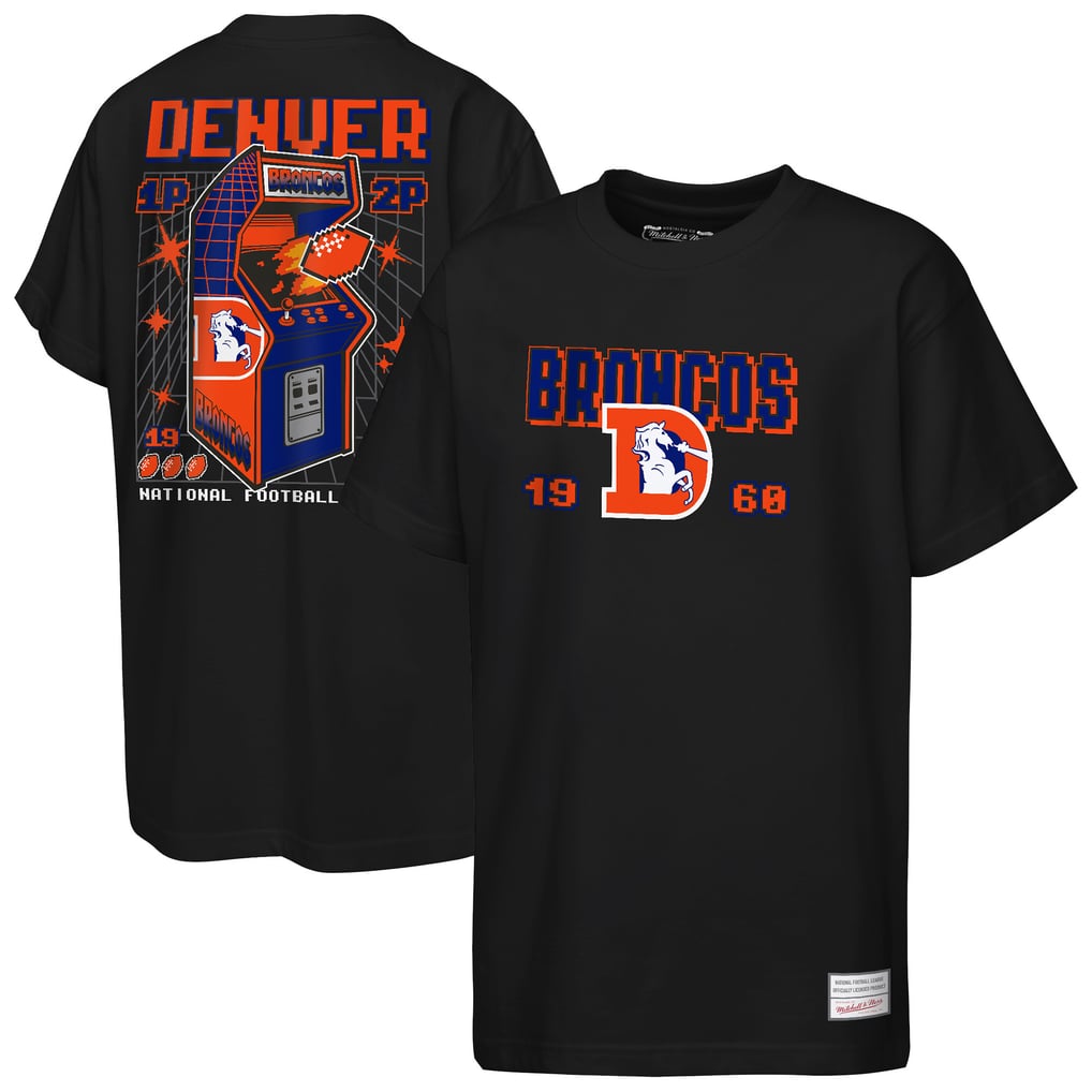 Youth Mitchell & Ness  Black Denver Broncos Retro Arcade T-Shirt