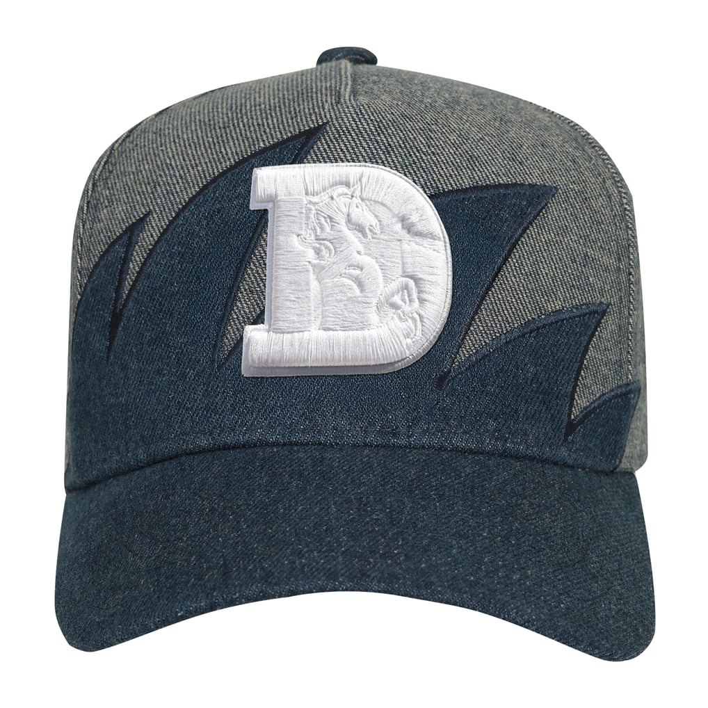 Youth Mitchell & Ness Denim Denver Broncos Sharktooth Pro Pinch Snapback Hat