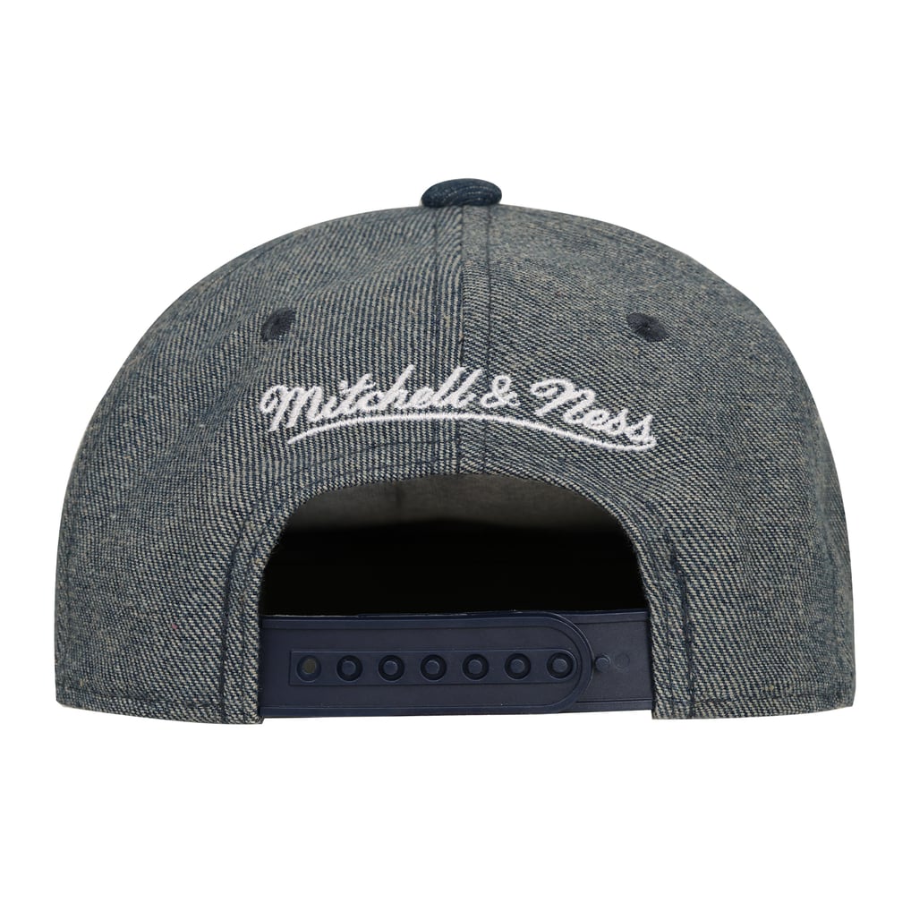 Youth Mitchell & Ness Denim Denver Broncos Sharktooth Pro Pinch Snapback Hat