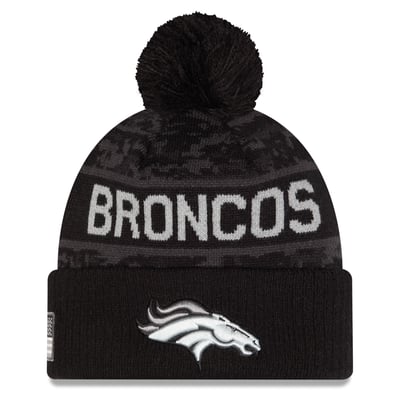 Denver Broncos New Era Youth 2026 Salute To Service Cuffed Knit Hat with Pom - Black