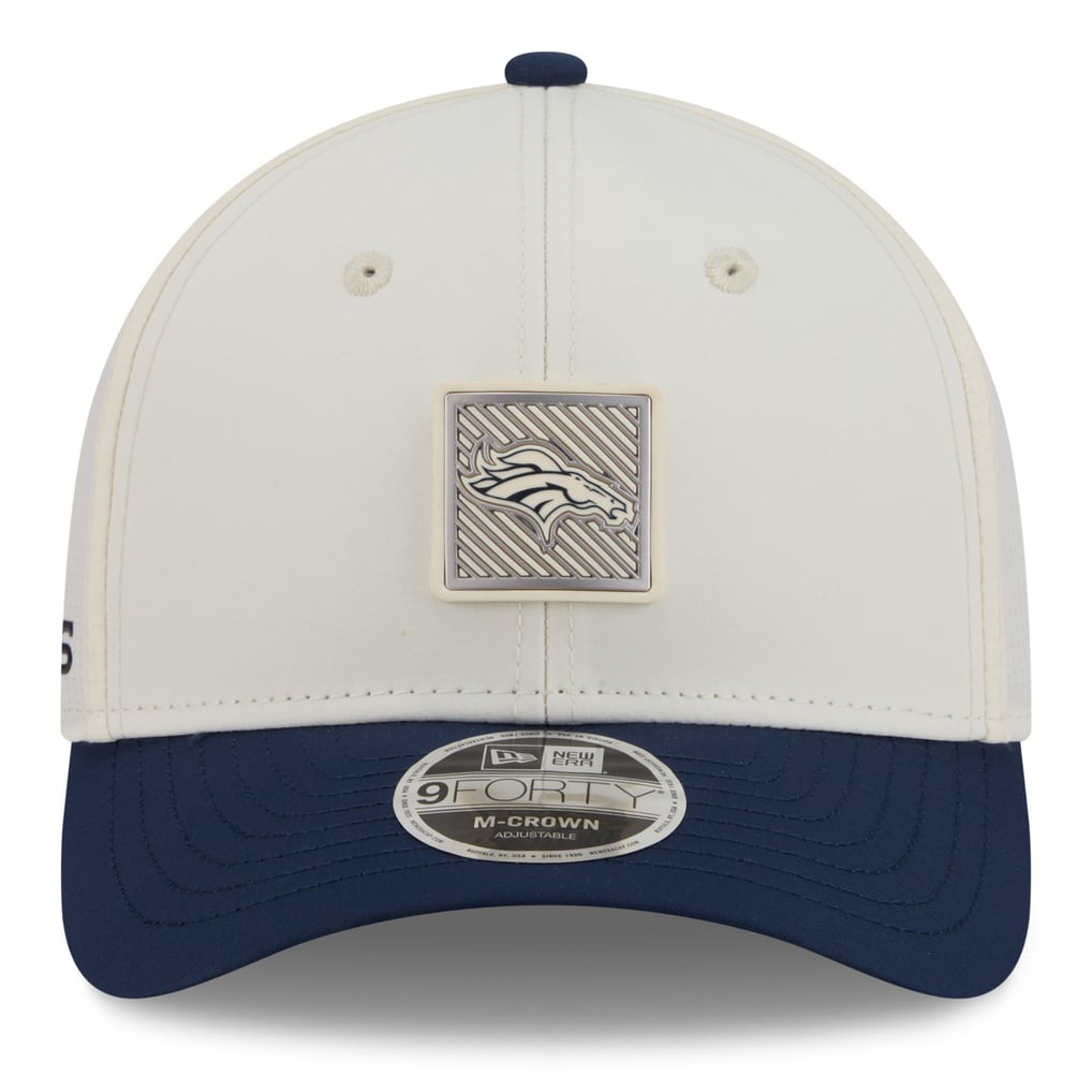 Youth New Era Cream/Navy Denver Broncos 2026 Training Camp 9FORTY M-Crown Adjustable Hat