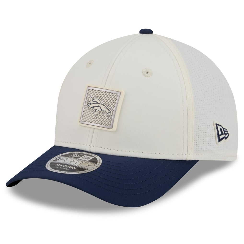 Youth New Era Cream/Navy Denver Broncos 2026 Training Camp 9FORTY M-Crown Adjustable Hat