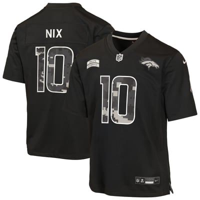 Bo Nix Denver Broncos Nike Youth 2026 Salute to Service Game Jersey  - Black