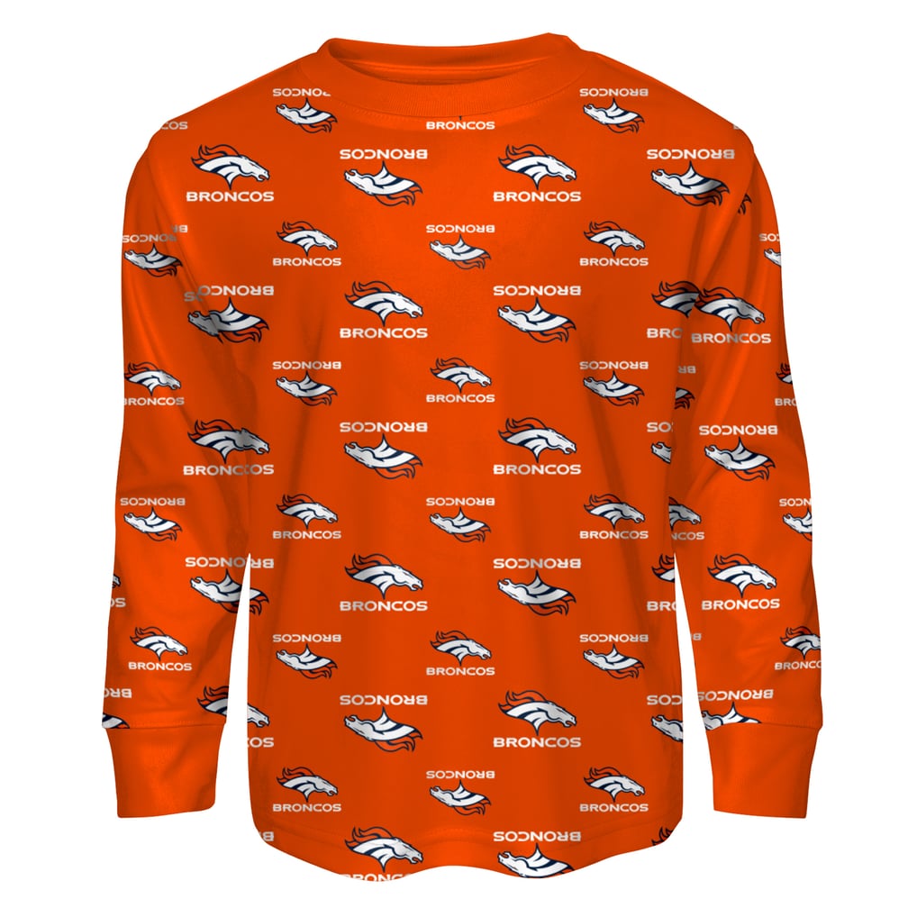 Youth Outerstuff Orange Denver Broncos All-Over-Print Long Sleeve T-Shirt and Pants Sleep Set