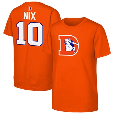  Denver Broncos Outerstuff Youth Name & Number Logo Classic T-Shirt - Orange