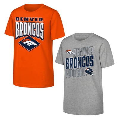 Denver Broncos Outerstuff Youth Trench Kings 2-Pack T-Shirt Set - Orange/Gray