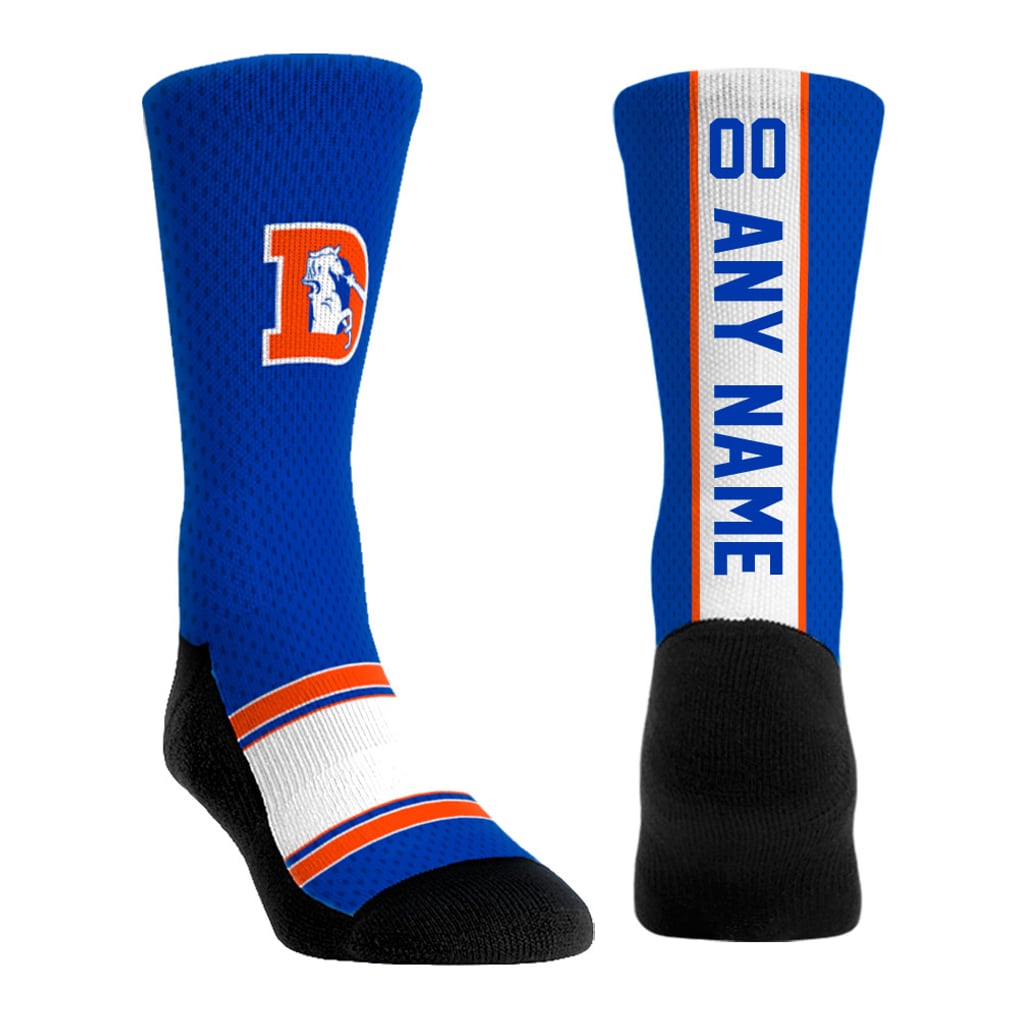 Youth Rock Em  Royal Denver Broncos Throwback Jersey Custom Crew Socks