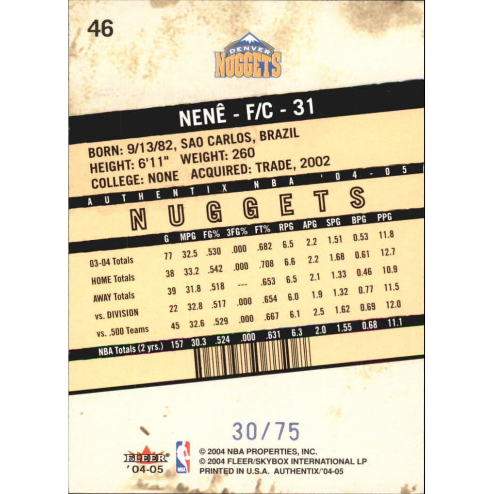 2004-05 Fleer Authentix Parallel 75 #46 Nene