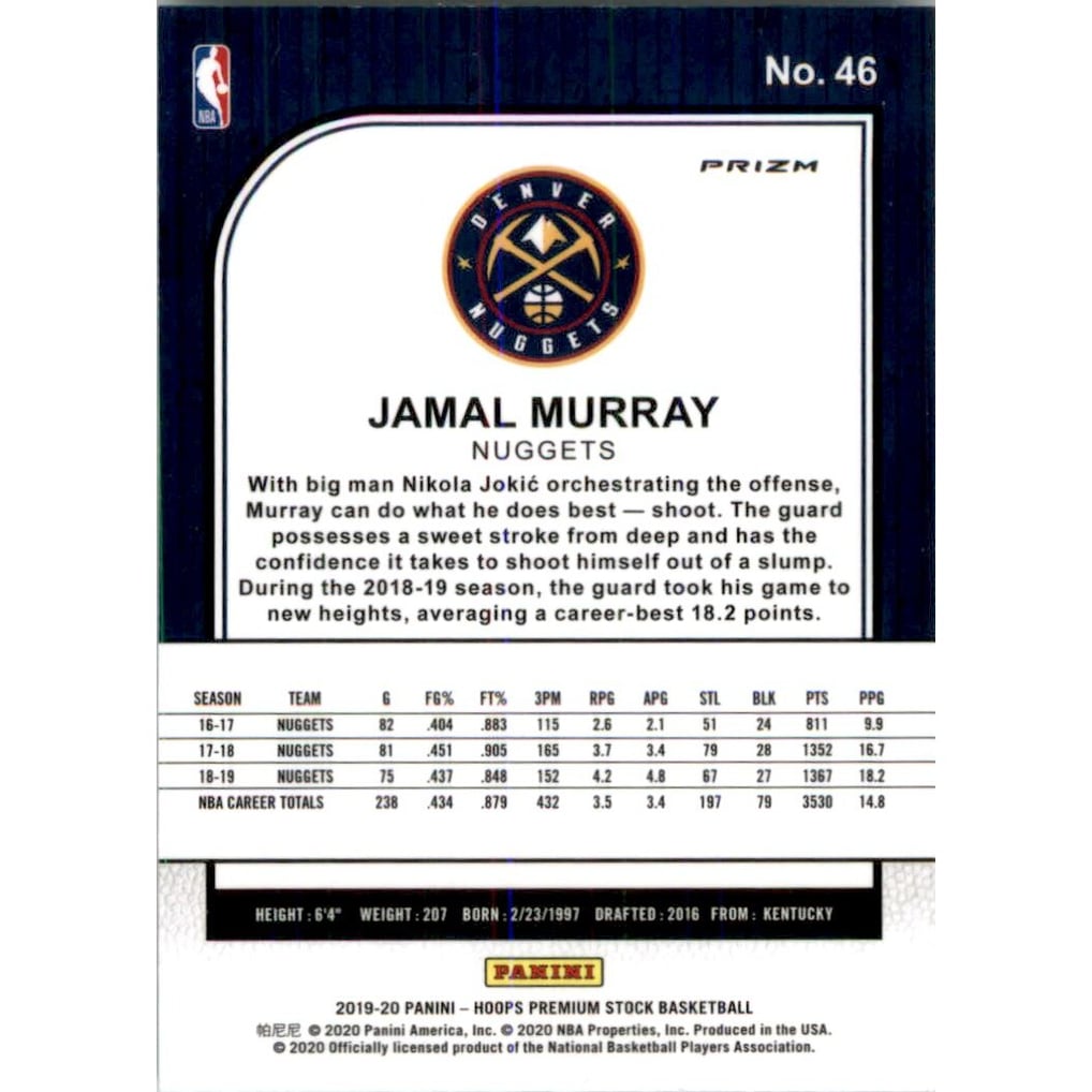 2019-20 Hoops Premium Stock Prizms Silver Scope #46 Jamal Murray