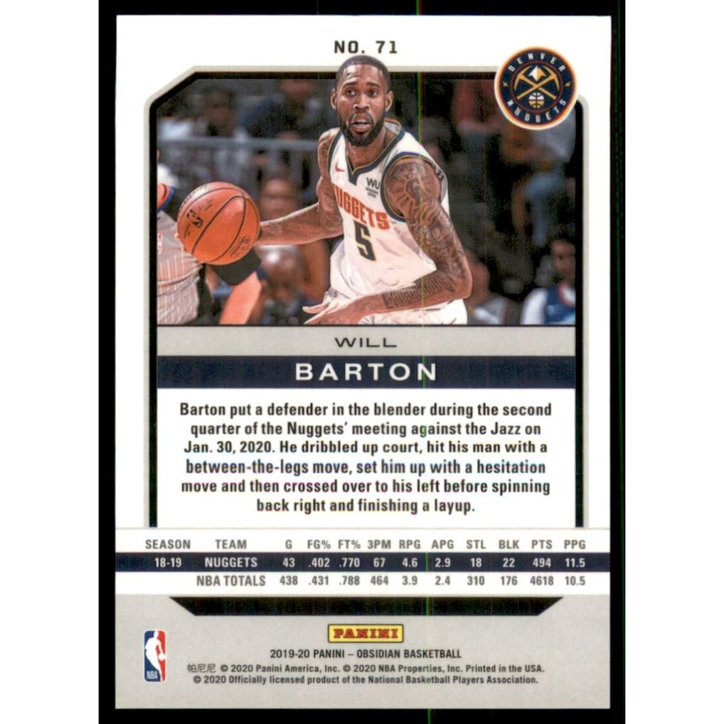 2019-20 Panini Obsidian #71 Will Barton