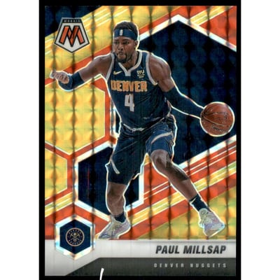 2020-21 Panini Mosaic Mosaic Choice Fusion Red and Yellow #42 Paul Millsap