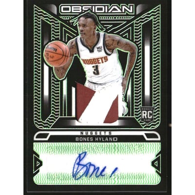 2021-22 Panini Obsidian Rookie Jersey Ink Electric Etch Green #39 Bones Hyland