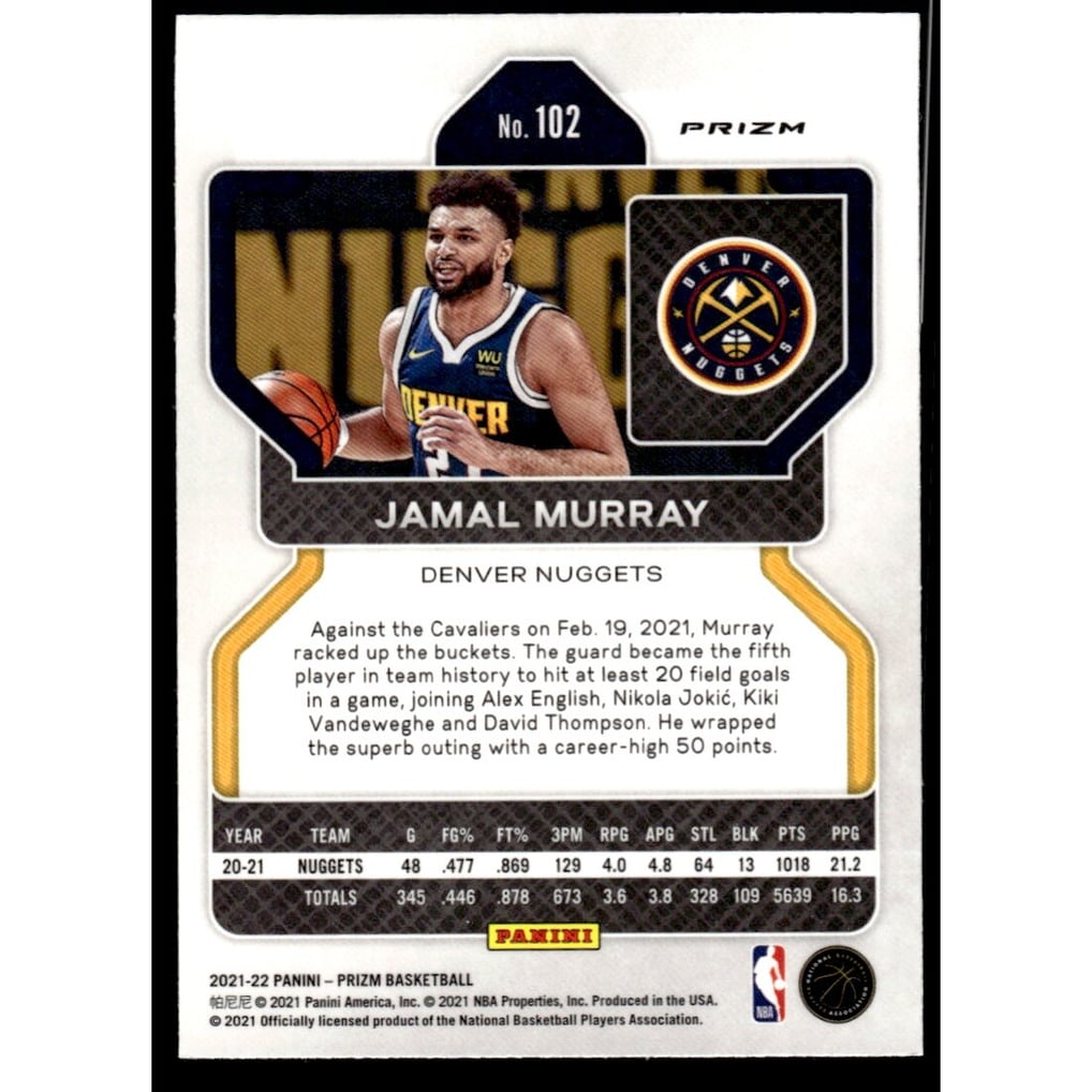 2021-22 Panini Prizm Prizms Ruby Wave #102 Jamal Murray