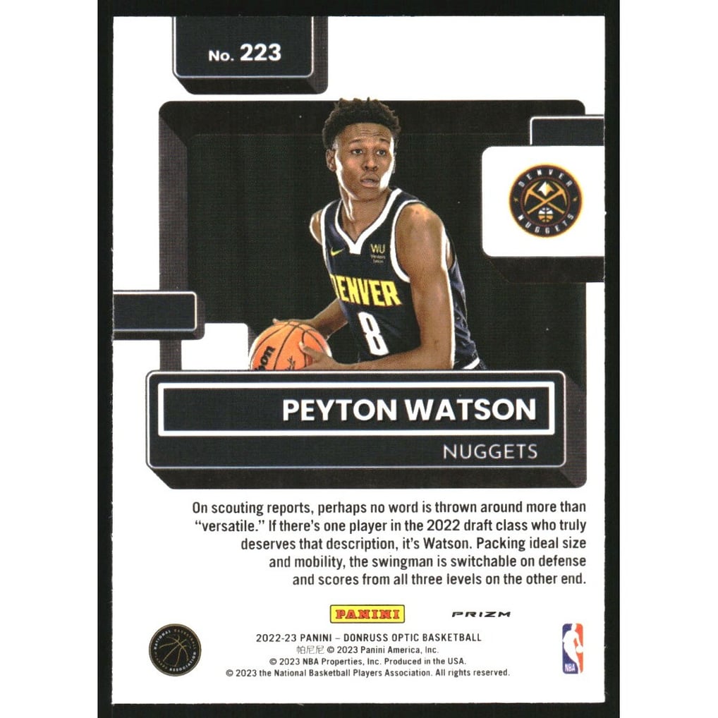 2022-23 Donruss Optic Red Wave #223 Peyton Watson RR