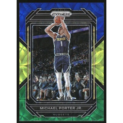 2022-23 Panini Prizm Prizms Choice Blue Yellow and Green #28 Michael Porter Jr.
