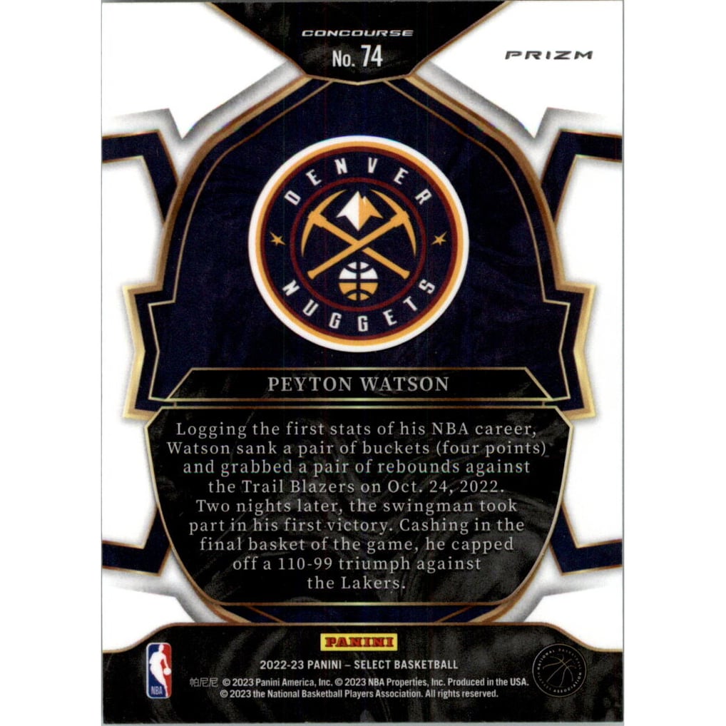 2022-23 Select Prizms Blue #74 Peyton Watson
