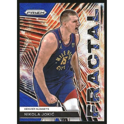 2023-24 Panini Prizm Fractal Prizms Blue Wave #7 Nikola Jokic