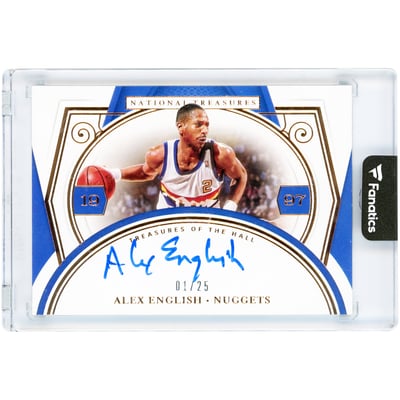 Alex English Denver Nuggets Autographed 2020-21 Panini National Treasures Treasures Of The Hall #TOH-AEN #1/25 Card