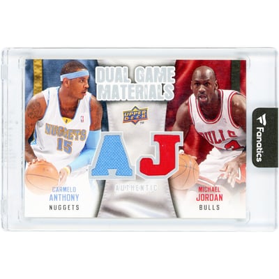 Carmelo Anthony & Michael Jordan 2009-10 Upper Deck Dual Game Materials Game Used Dual-Color Jersey Relics #DG-NK Card 