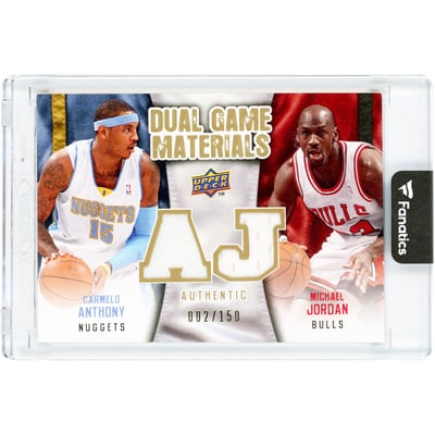 Carmelo Anthony & Michael Jordan 2009-10 Upper Deck Dual Game Materials Game Used Jersey Relics #DG-NK #2/150 Card 