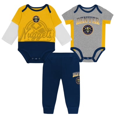 Denver Nuggets Outerstuff Infant Rim Protectors Three-Piece Bodysuit & Pants Set