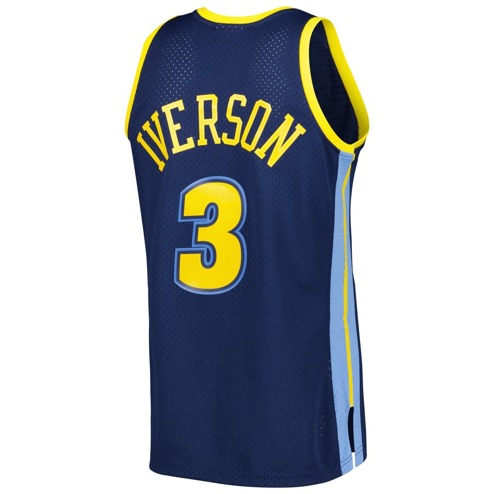Men's Denver Nuggets Allen Iverson Mitchell & Ness Navy Hardwood ...