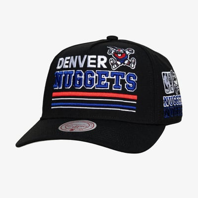  Denver Nuggets Mitchell & Ness Hardwood Classics Triple Check Pro Snapback Hat - Black