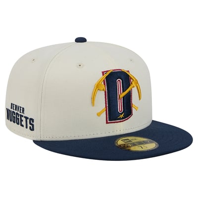 Denver Nuggets New Era Deceptor 59FIFTY Fitted Hat - Cream/Navy