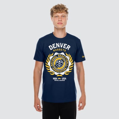  Denver Nuggets New Era Laurel Crest Flocking T-Shirt - Navy