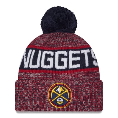 Denver Nuggets New Era Tri-Color Cuffed Knit Hat with Pom - Red