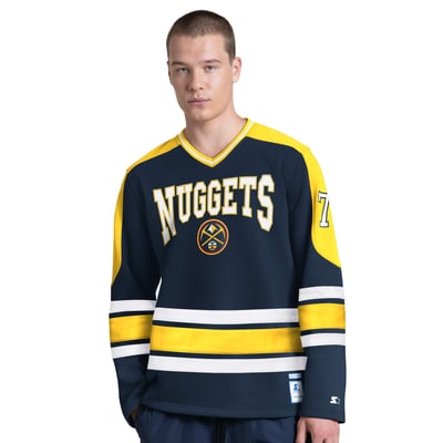 Denver Nuggets Starter Puck Drop Long Sleeve V-Neck T-Shirt - Navy