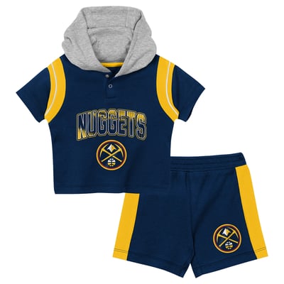 Denver Nuggets Outerstuff Preschool Get Back Short Sleeve Hoodie & Shorts Two-Pack Set - Navy