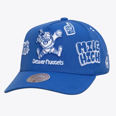  Denver Nuggets Mitchell & Ness Unisex Hardwood Classics Downtown Doodle Pro Snapback Hat - Blue