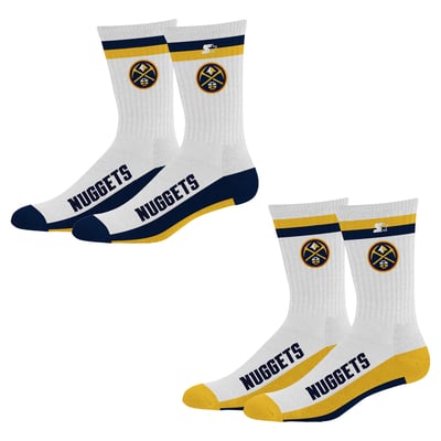  Denver Nuggets Starter Unisex Two-Pack Stripe Top End Crew Socks