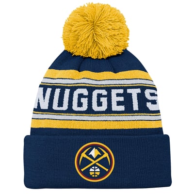  Denver Nuggets Outerstuff Youth Backboard Jacquard Cuffed Knit Hat with Pom - Navy